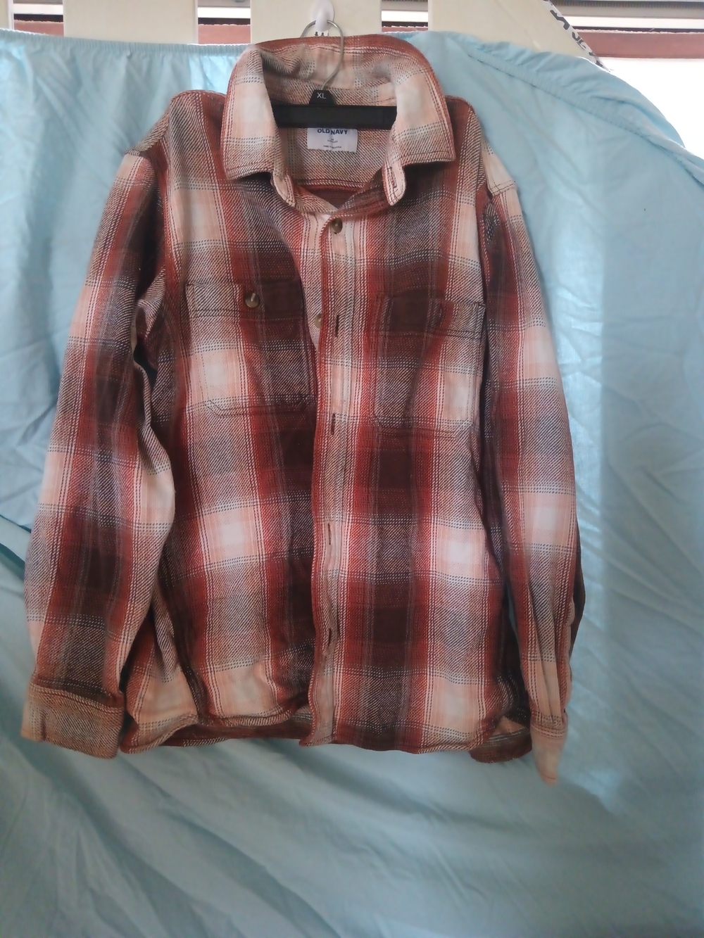 Old Navy Men's Red Plaid Button-Down Shirt